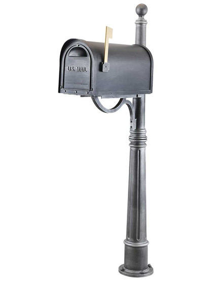 Classic Curbside Mailbox with Ashland Post in Swedish Silver.